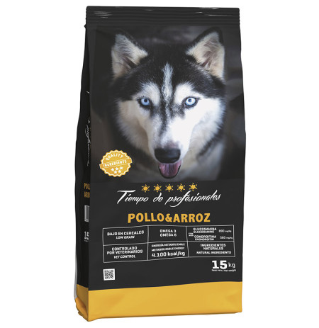 Pienso Tiempo de profesionales pollo y arroz en 15Kg saco amarillo