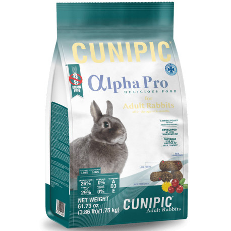 Pienso Cunipic conejo adulto alpha pro pienso sin cereales de 1,75Kg