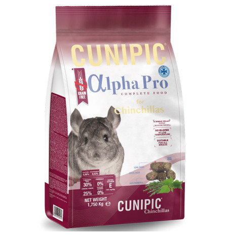 Cunipic chinchillas alpha pro pienso sin cereales saco de 1,75Kg