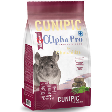 Cunipic chinchillas alpha pro pienso sin cereales saco de 1,75Kg