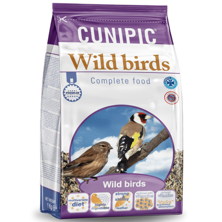 Comida o Pienso para jilgueros y pájaros silvestres (wild birds) super premium de cunipic en saco de 1Kg
