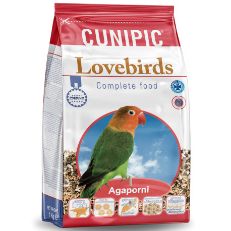 Pienso o Comida para agapornis super premium cunipic love birds en saco de 1Kg