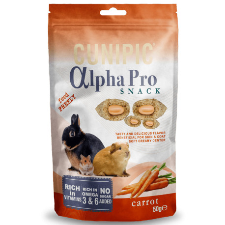 Snacks de zanahoria para conejos y roedores cunipic alpha pro