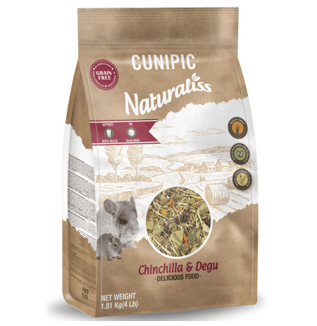 Cunipic naturaliss chinchilla & degú comida natural en formato de 1,81Kg