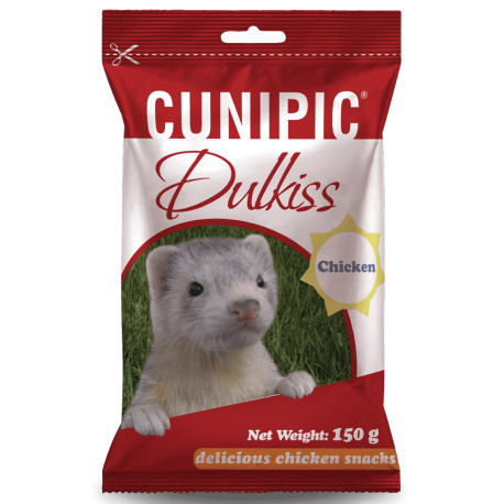 Snack con pollo para hurones cunipic dulkiss en bolsa de 150g