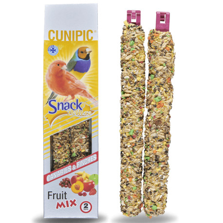 2 Barritas mix de frutas para canarios y diamantes o tropicales snack deluxe cunipic