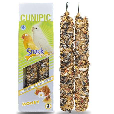 Dos Barritas de miel para ninfas y agapornies snack deluxe de cunipic