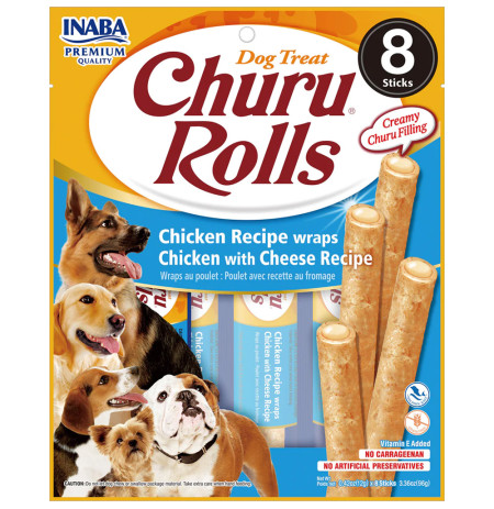 Churu dog rolls rollitos receta de pollo con queso 8x 12g