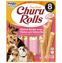 Churu dog rolls rollitos receta de pollo con salmón 8x 12g