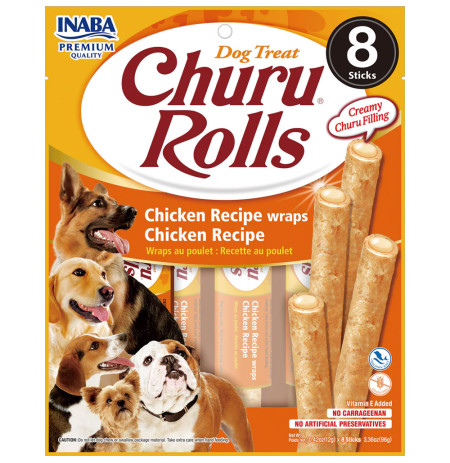 Inaba churu dog rolls rollitos receta de pollo 8x 12g