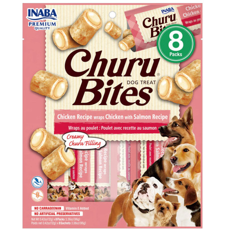 Inaba Churu dog bites receta de pollo con salmón 8x 12g