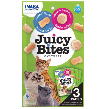 Inaba Churu cat juicy bites calamar y caldo casero para gatos 3 x 11g