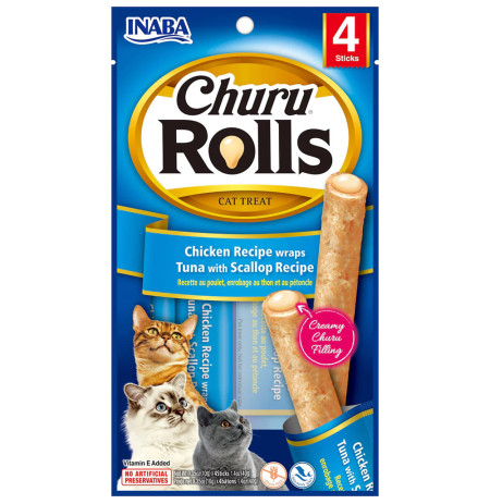 Inaba Churu Cat rolls de atún con vieira para gatos 4 x 10g