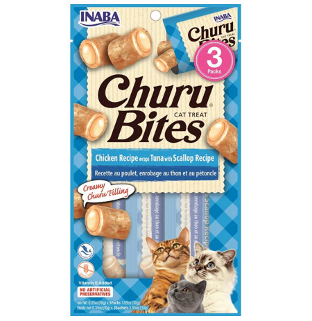 Inaba Churu Cat bites de atún con vieira para gatos 3 x 10g