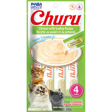 Inaba Churu puré receta de pollo con vieira para gatos 4 x 14g