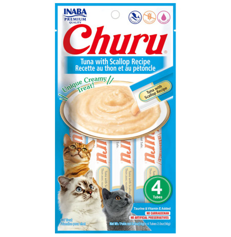 Inaba Churu puré receta de atún con vieira para gatos 4 x 14g 