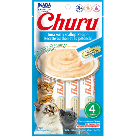 Inaba Churu puré receta de atún con vieira para gatos 4 x 14g 