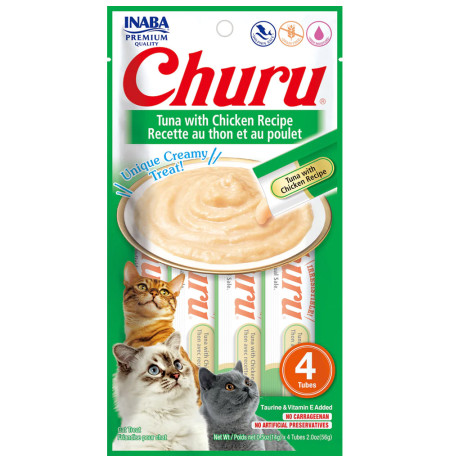 Inaba Churu puré receta de atún con pollo para gatos 4 x 14g