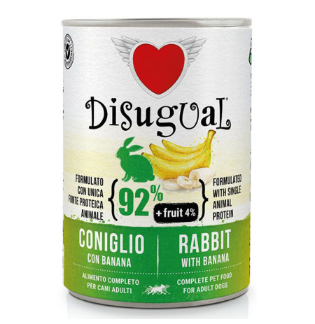 Disugual conejo y plátano latas para perros