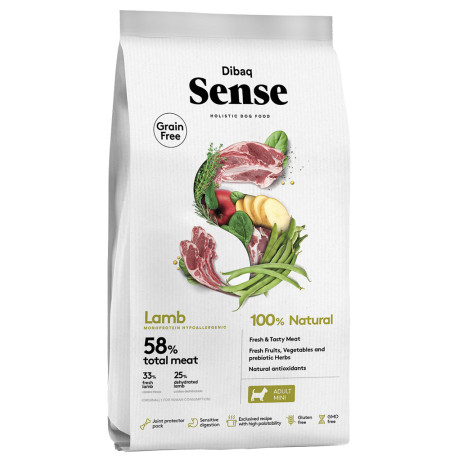 Pienso Dibaq sense adult mini cordero grain free para perros pequeños