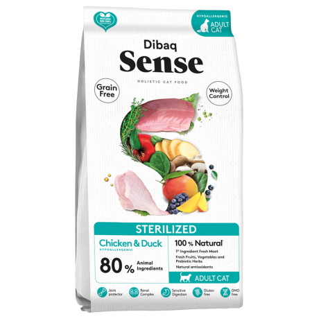 Pienso Dibaq sense cat sterilized pollo y pavo grain free para gatos esterilizados