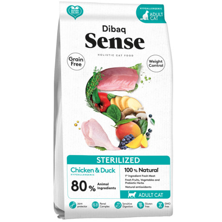 Pienso Dibaq sense cat sterilized pollo y pavo grain free para gatos esterilizados