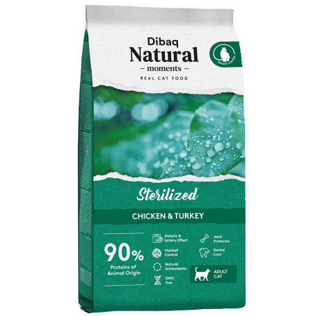 Pienso Dibaq natural moments pavo sterilized para gatos esterilizados