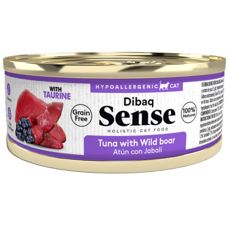 Dibaq sense cat Latas atún con jabalí grain free para gatos