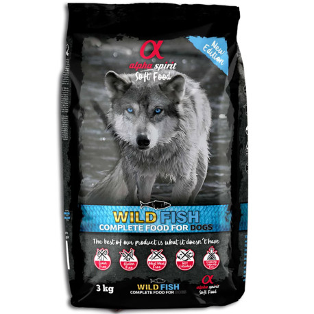 Alpha spirit semi-húmedo wild fish para perros de 3Kg en saco
