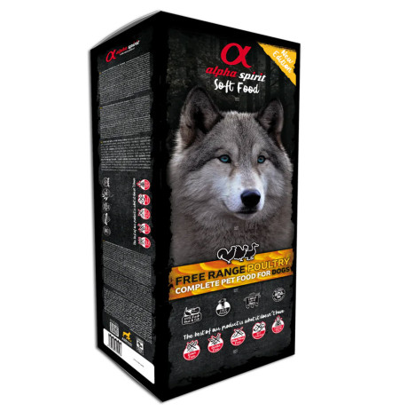 Alpha spirit semi-húmedo aves de corral (poultry) para perros de 9Kg en tarrinas individuales