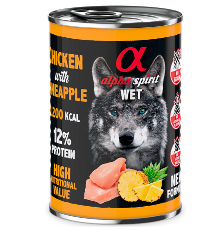 Alpha spirit latas pollo con piña para perros 400g