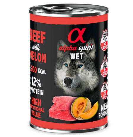 Alpha spirit latas ternera con melón para perros 400g