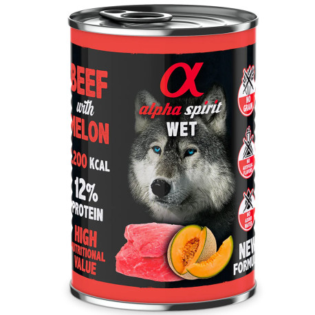 Alpha spirit latas ternera con melón para perros 400g