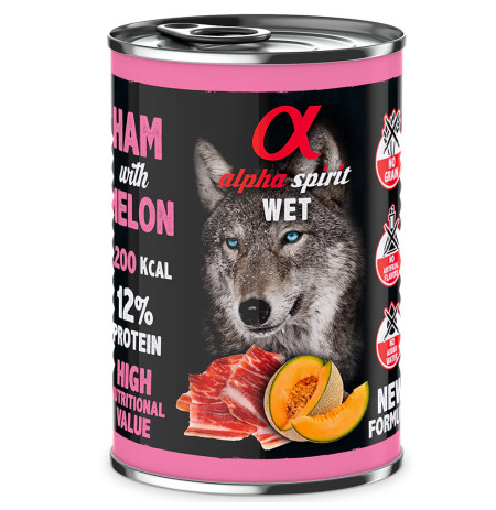 Alpha spirit latas jamón con melón para perros 400g