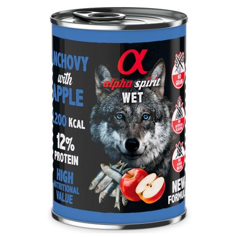 Alpha spirit latas boquerón con manzana roja para perros 400g