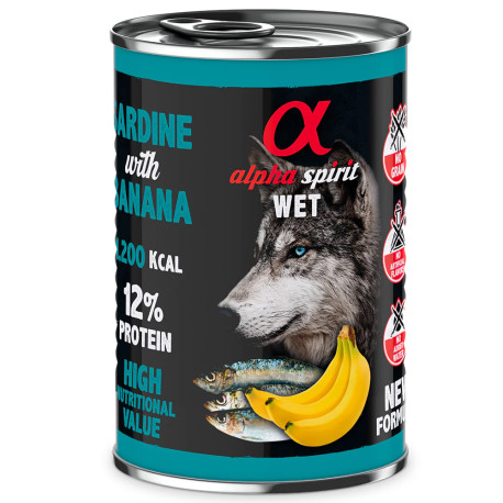 Alpha spirit latas sardina con plátano para perros 400g