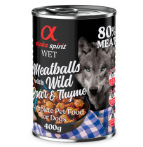 Alpha spirit latas albóndigas de jabalí y tomillo para perros 400g