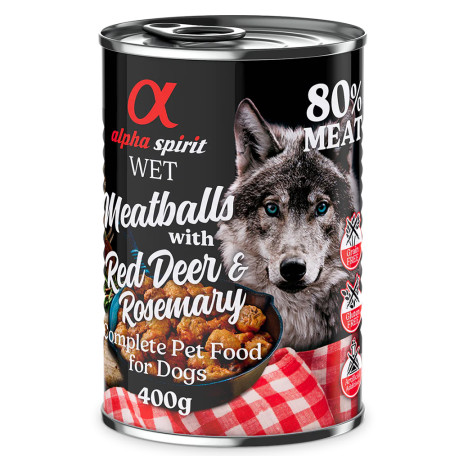 Alpha spirit latas albóndigas de venado y romero para perros