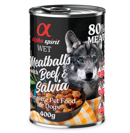 Alpha spirit latas albóndigas de buey y salvia para perros 400g