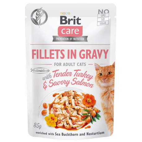 Brit care cat fillets in gravy with tender turkey savory salmon para gatos