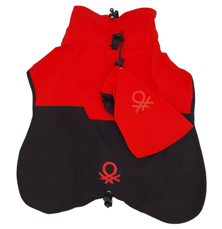 Benetton chubasquero impermeable rojo con bolsita de transporte para perros