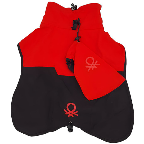 Benetton chubasquero impermeable rojo con bolsita de transporte para perros