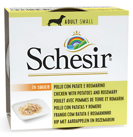 Schesir latas pollo con patatas y romero para perros