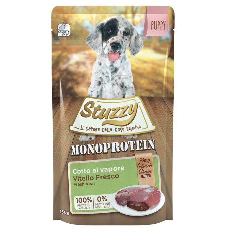 Stuzzy pouches ternera monoprotein grainfree puppy para perros