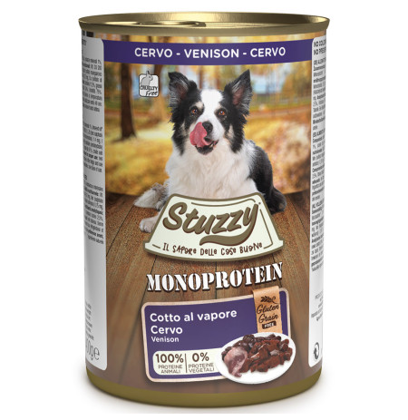 Stuzzy latas monoprotein ciervo para perros