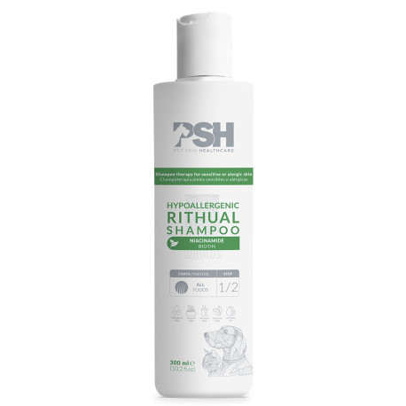 Psh hypoallergenic shampoo champuterapia pieles sensibles o alérgicas para perros y gatos en bote de 300ml