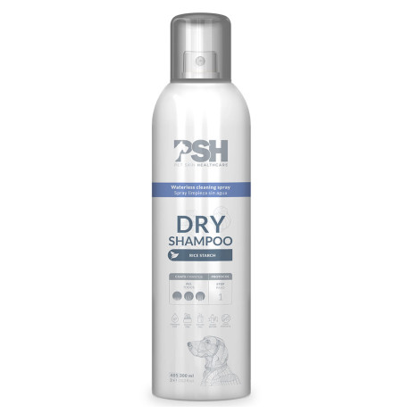 Psh dry shampoo spray limpieza sin agua para perros en formato de 300ml