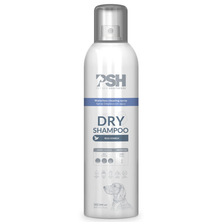 Psh dry shampoo spray limpieza sin agua para perros en formato de 300ml