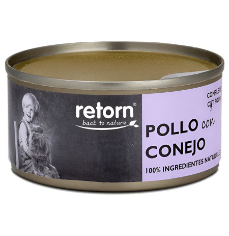 Retorn latas cat pollo con conejo para gatos