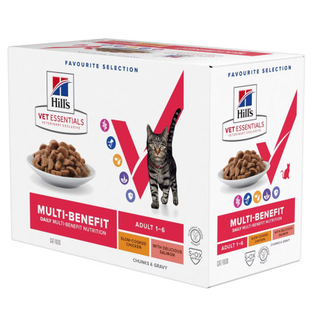 Hill's vet essentials feline adult pollo y salmón 12x85g (multipack sobres)